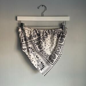 Bandana Top White Black Tube Top Festival EDM Rave Party Country Concert size M